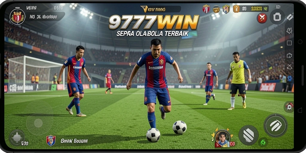 Tampilan layar permainan sepak bola yang mendebarkan di 9777WIN.