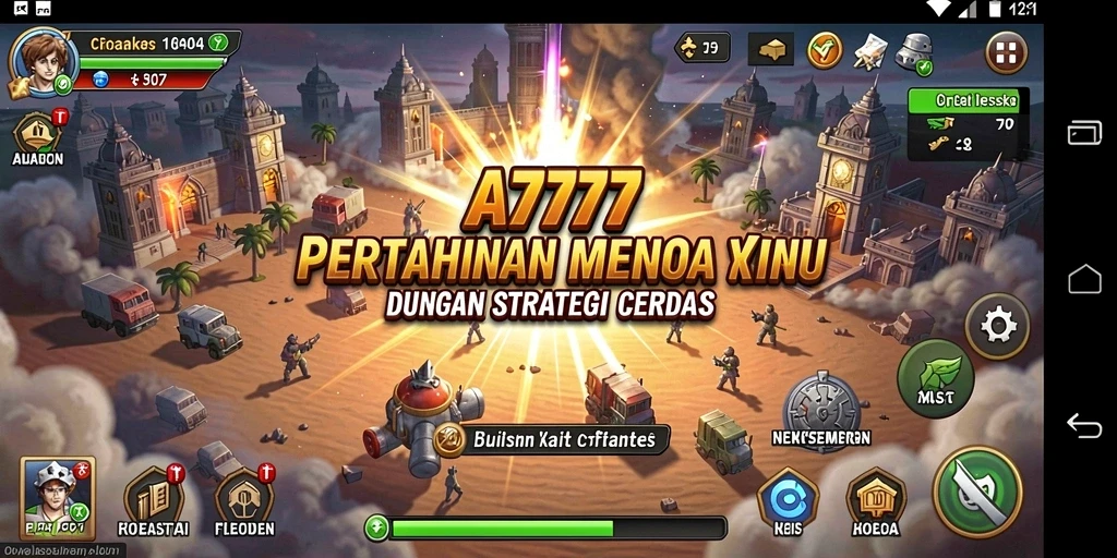 Tampilan gameplay mendebarkan dalam A7777 yang penuh strategi Tower Defense.