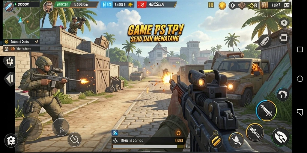 Screenshot utama ABCSLOT menampilkan aksi seru dalam pertempuran TPS.