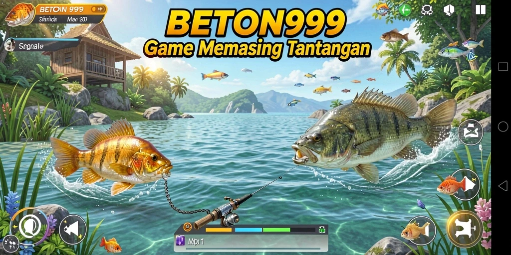 Screenshot gameplay BETON999 menampilkan suasana memancing yang mendebarkan.