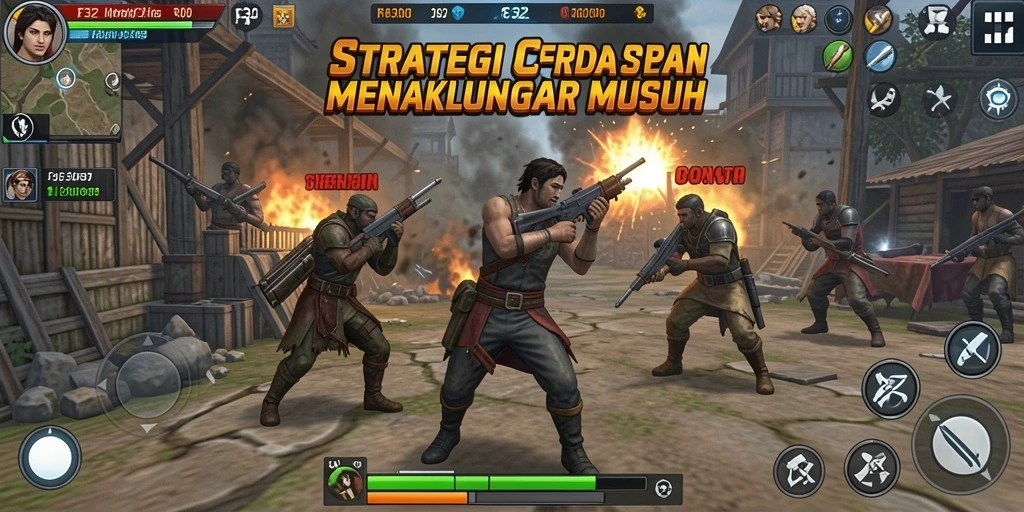 Screenshot gameplay F32 yang menunjukkan pertempuran strategi yang mendebarkan.