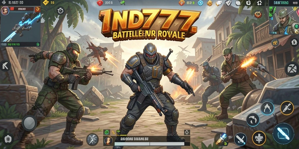 Screenshot IND777 menampilkan pertempuran seru dalam mode Battle Royale.