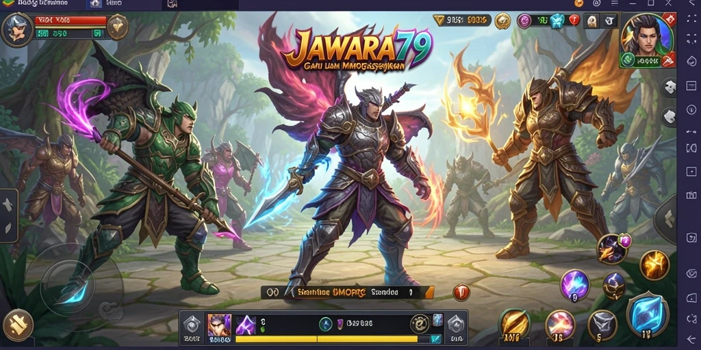 Screenshot dari gameplay <strong>JAWARA79</strong> yang menampilkan aksi petualangan MMORPG.