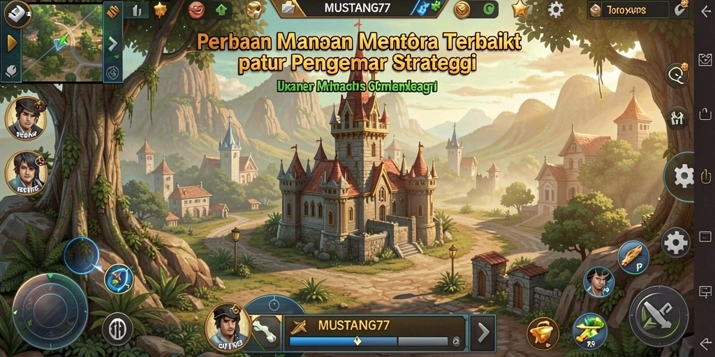 Screenshot utama MUSTANG77 menunjukkan aksi seru Tower Defense.