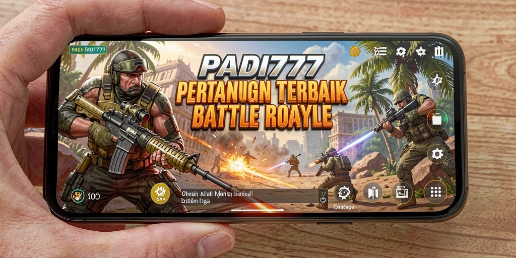 Screenshot utama PADI777 menampilkan aksi intens dalam permainan Battle Royale.