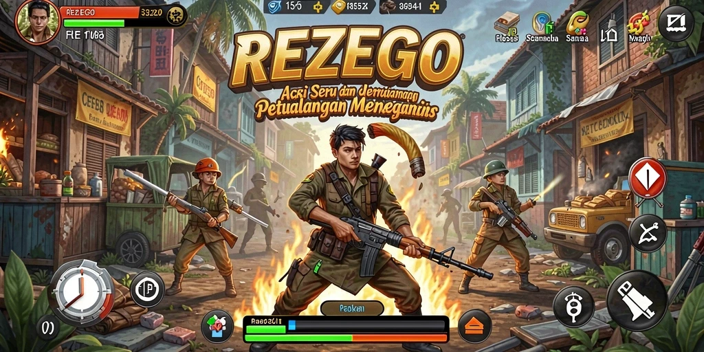 Tangkapan layar gameplay seru dari REZEGO yang menunjukkan aksi mendebarkan.
