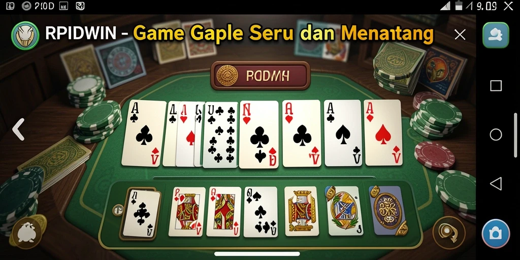 Tampilan seru gameplay Gaple di aplikasi RPIDWIN.