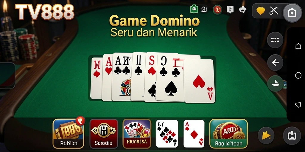 Tampilan gameplay seru dalam aplikasi domino TV888.